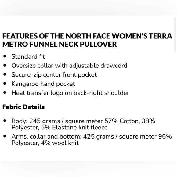 North Face Terra Metro Funnel Neck Pullover - Picture 4 of 5